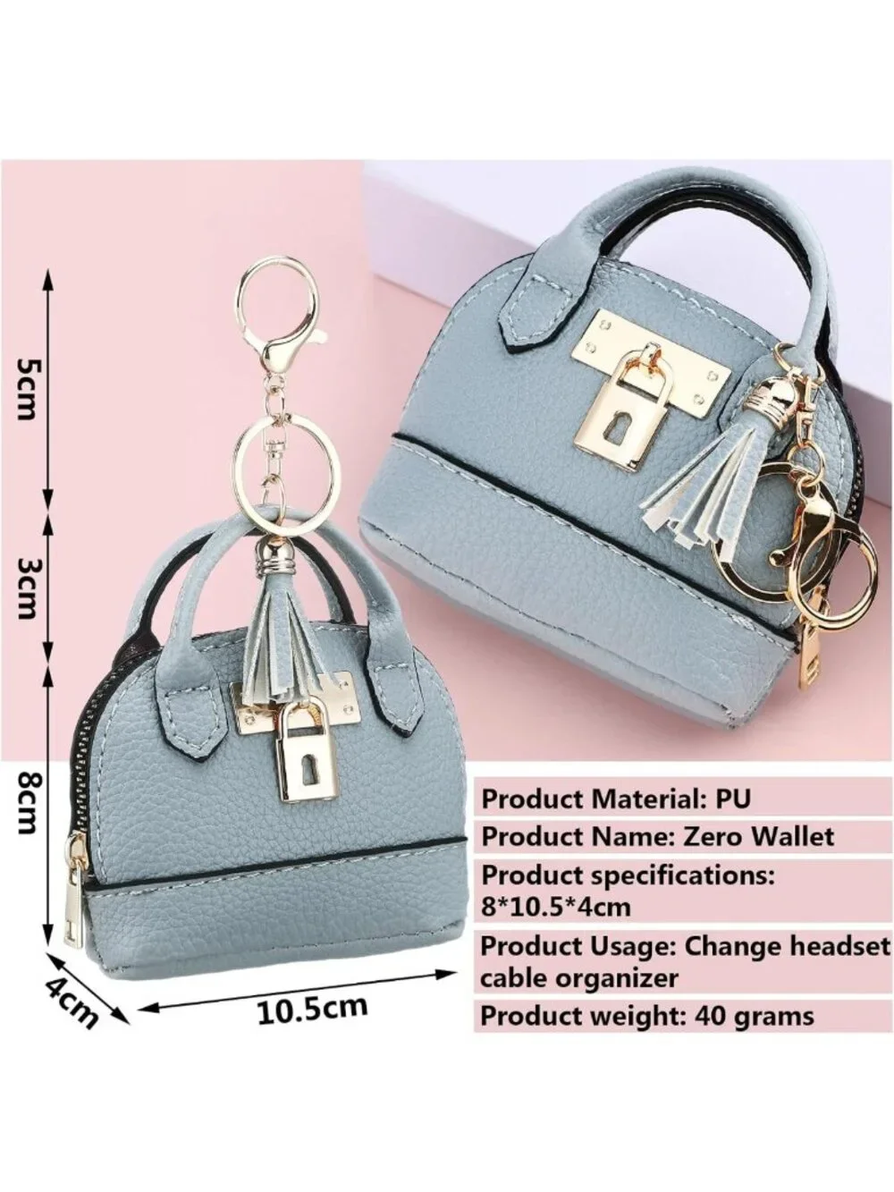 Cute Mini Coin Purse Keychain Set - 8 Pcs PU Leather Makeup Bags & Card Holders